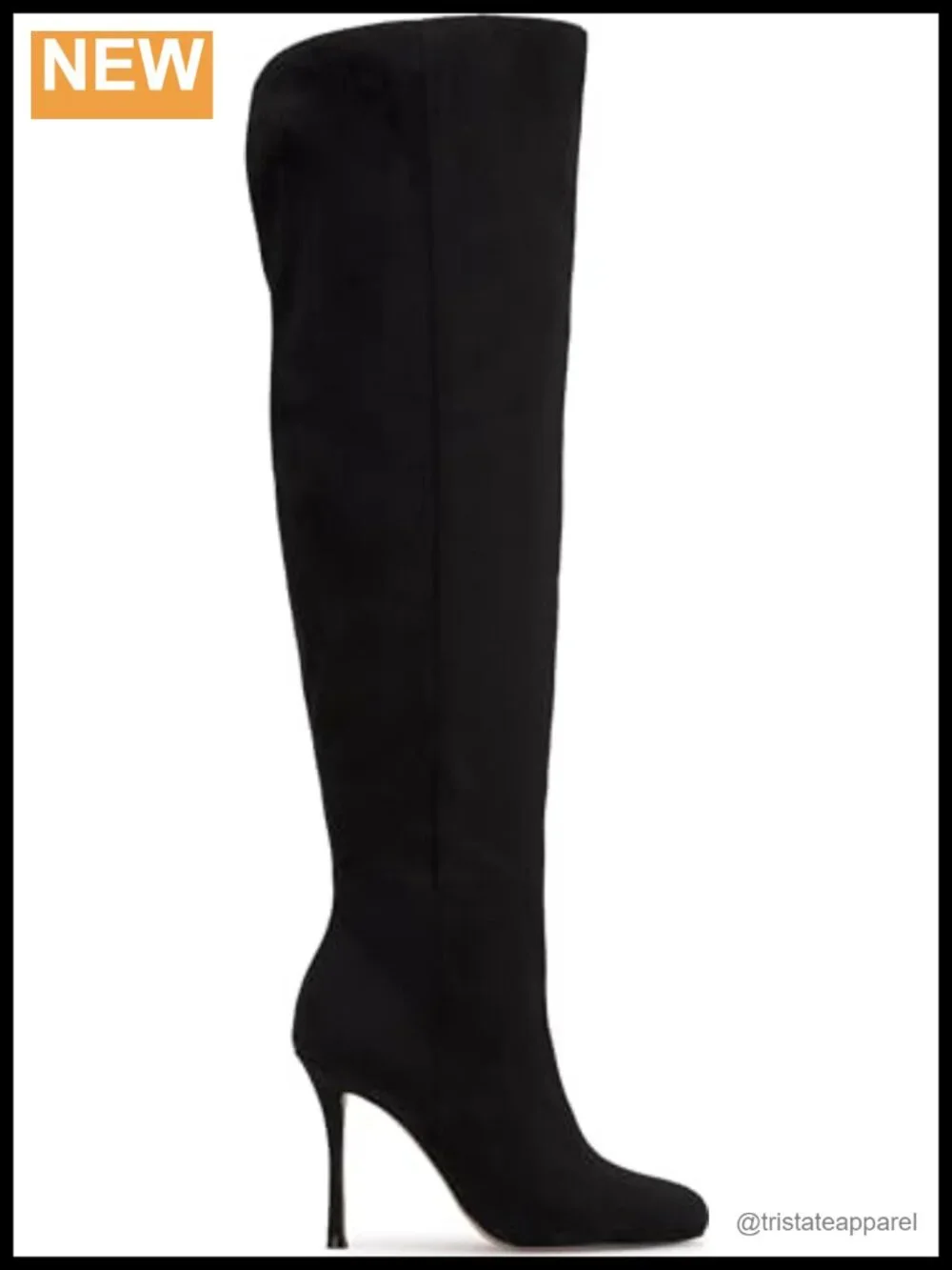 Faux Suede Over-the-Knee Stiletto Boots Zip Round Toe Equestrian Style Heels